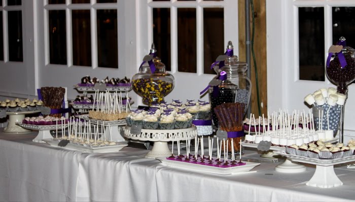 The color theme was a deep purple and silver The homemade goodies included