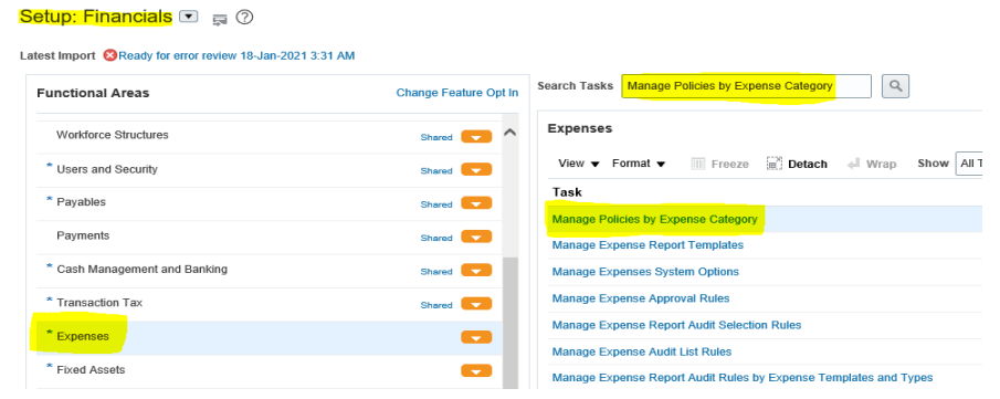 How to define mileage Policy in Oracle Fusion Expense Implementation