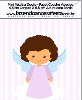 Brunette Angel Girl, Free Printable Candy Bar Labels.