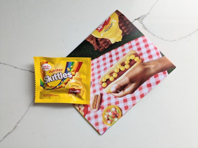 French's Mustard Skittles packaging/pouch.