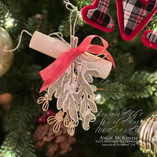Mistletoe Magic Christmas Ornaments (hanging on our Christmas tree) | Nature's INKspirations by Angie McKenzie