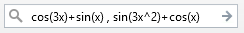  cos(3x)+sin(x) , sin(3x^2)+cos(x) 