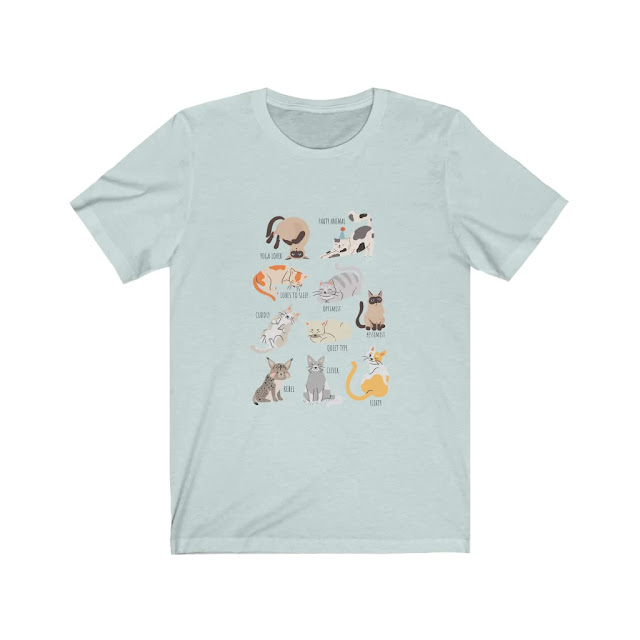 Funny Cat Characters T-shirt in lovely ice cream colours, by Leaf Living UK