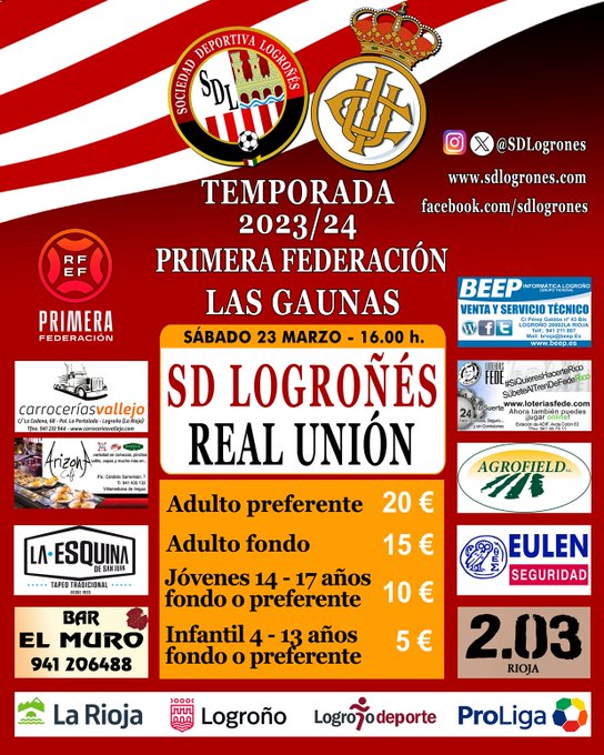 Ver en directo el SD Logroñés - Real Unión