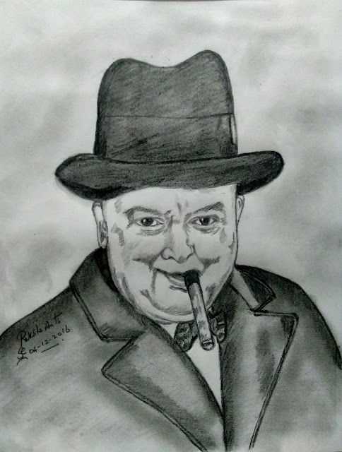  PENCIL DRAWING - Winston Churchill