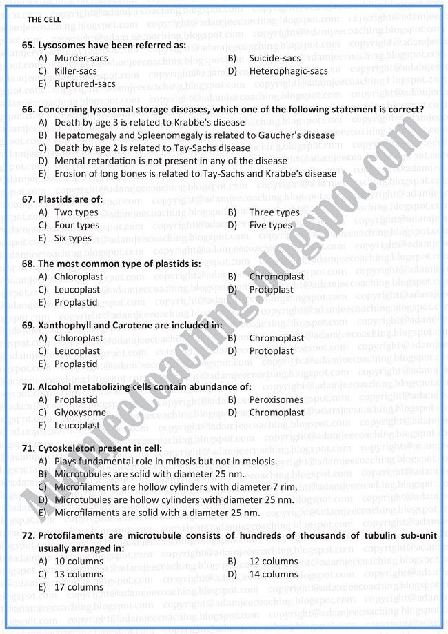 Biology Mcqs XI - The Cell