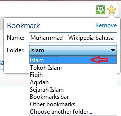 menambahkan link di folder islam di google chrome