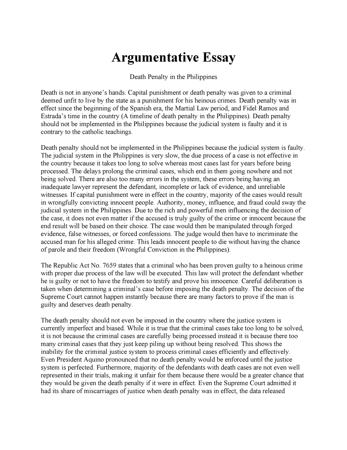 death penalty argument essay