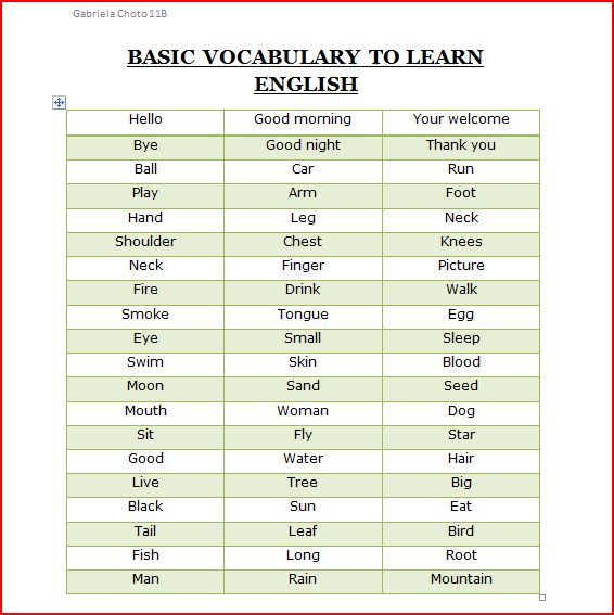 Teaching Learning English: BASIC VOCABULARY TO LEARN ENGLISH