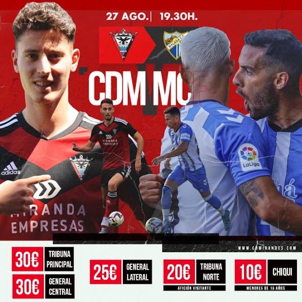 Ya a la venta las entradas para el Mirandés - Málaga