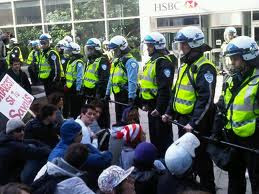 Police control the students