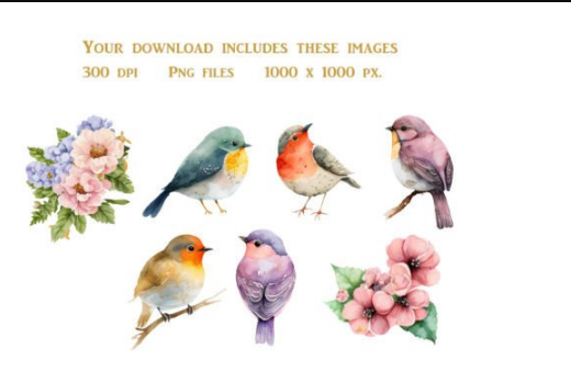 Add a Pop of Color to Your Projects with Watercolor Birds & Flowers Clipart