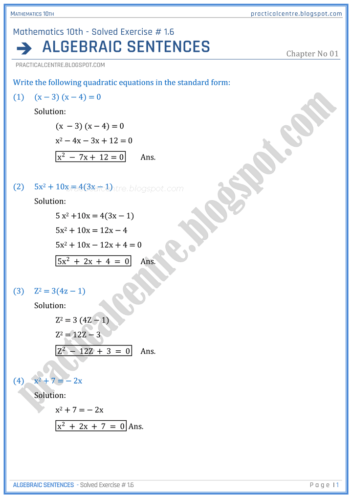 algebraic-sentences-exercise-1-6-mathematics-10th