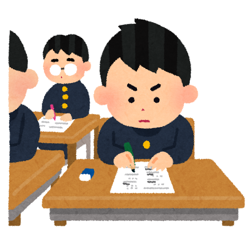 テスト 受験のイラスト 試験中の男子学生 かわいいフリー素材集