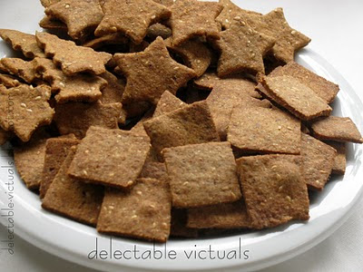 baked Whole Wheat and Sesame Seed Crackers