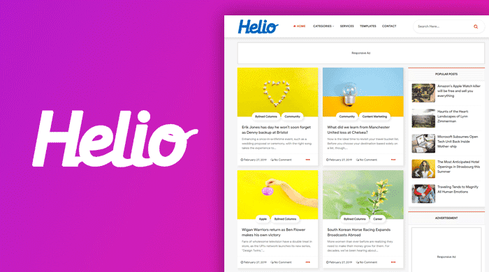 Helio Grid Style Modern Premium Blogger Template Free Download