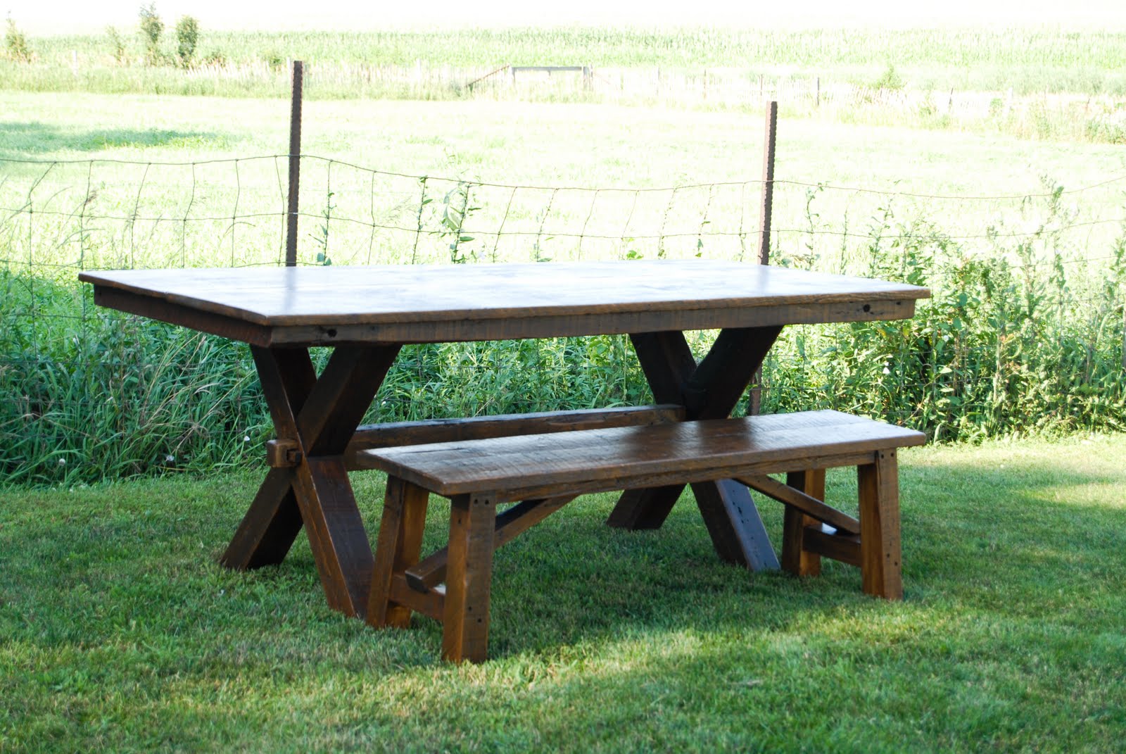 lg custom woodworking: trestle-picnic style dining table