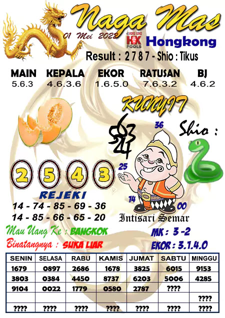 Ramalan HK Naga Mas Hari Ini 01 Mei 2022