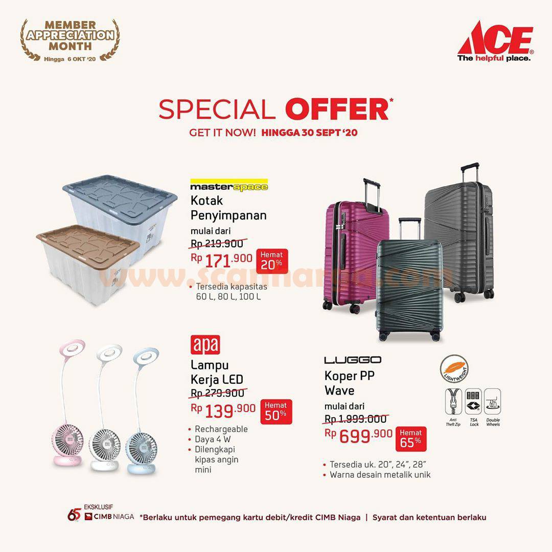 ACE Hardware Promo Special Offer Up To 65% dengan Debit /Kartu Kredit CIMB Niaga