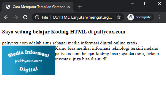 contoh cara mengatur tampilan gambar di html