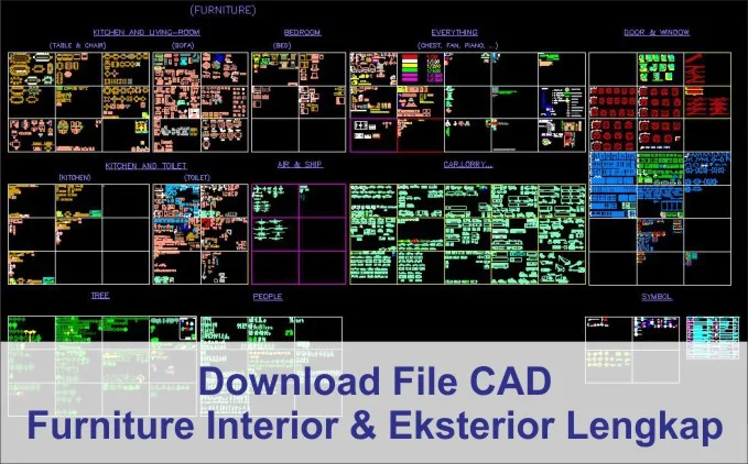 download block autocad furniture interior eksterior lengkap