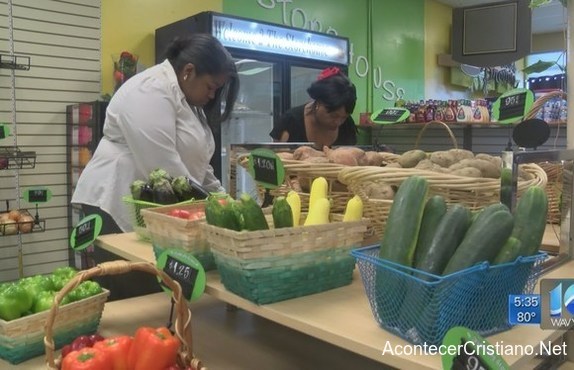 Local de "mercado solidario".