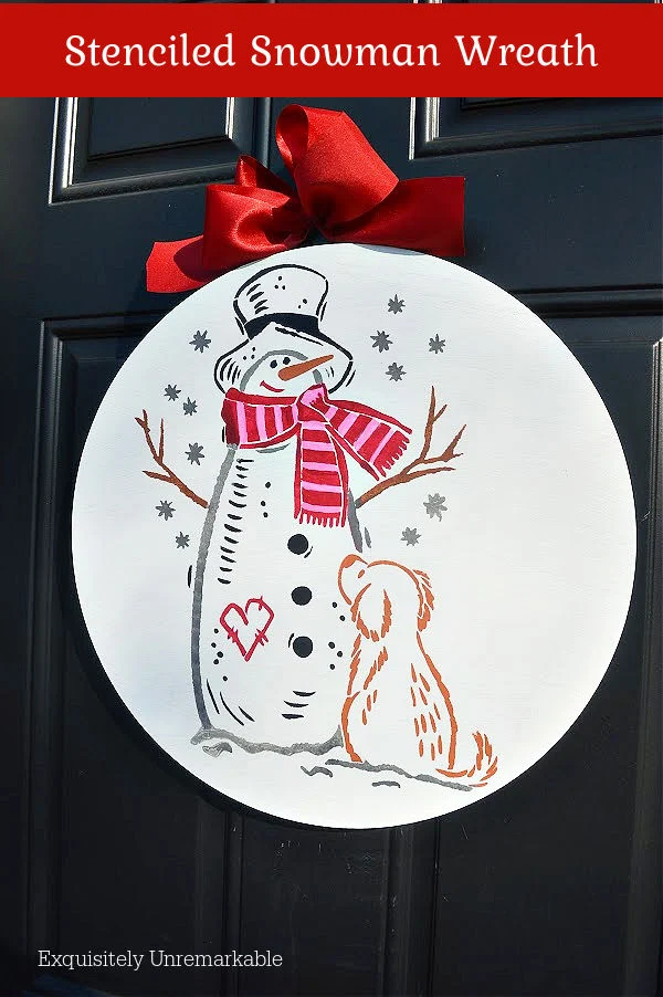 Stenciled Snowman DIY on front door