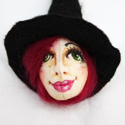 Witch art doll brooches