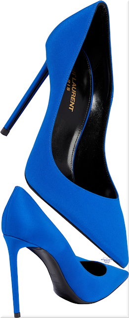 ♦Saint Laurent bleue electrique Zoe crêpe de chine pumps #saintlaurent #shoes #blue #brilliantluxury