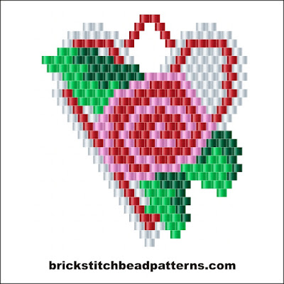 Download Brick Stitch Bead Patterns Journal: Rose Heart Seed Bead Earring Charm Bead Pattern