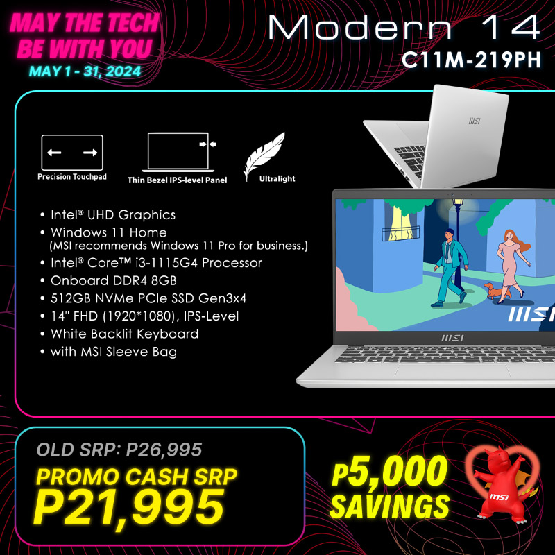 MSI PH announces promos for May 2024 with up to 35 percent off, price starts at PHP 21,995!