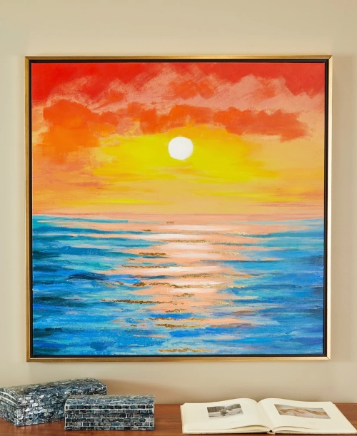 Sunset Ocean Art Canvas