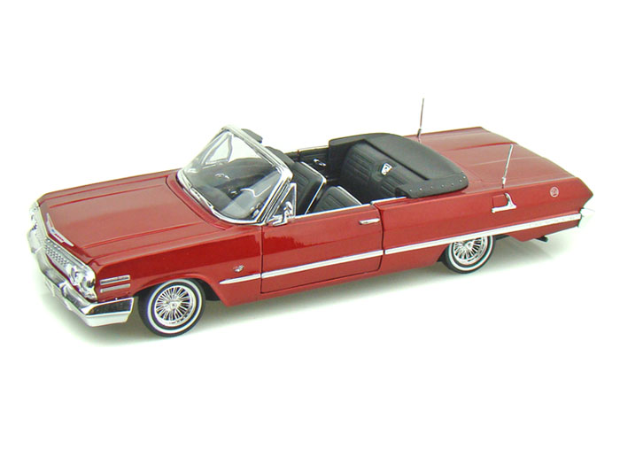 Custom lowrider for 1963 Chevy Impala SS Convertible Red color