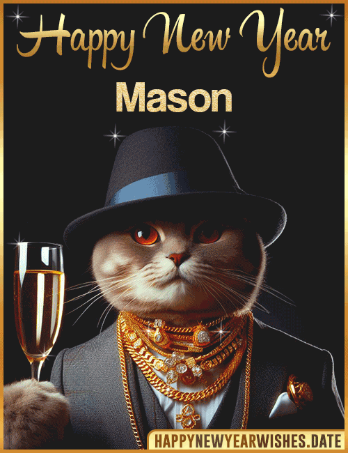 Happy New Year Cat Funny Gif Mason