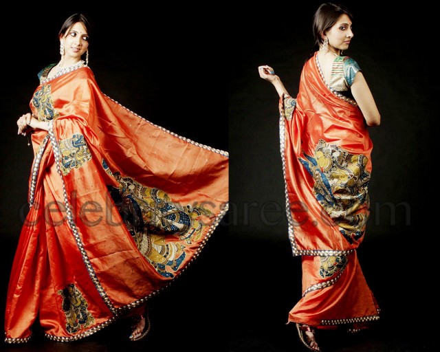 Pink and Orange Kalamkari Sarees