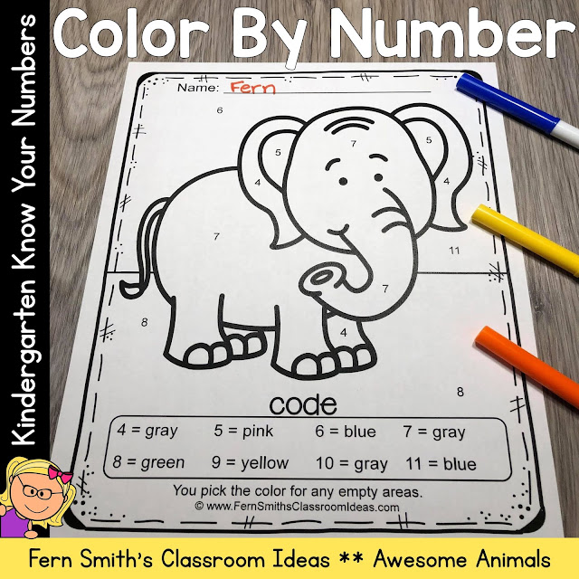 Click Here to Get These Awesome Animals Color By Number Kindergarten Know Your Numbers Resource #FernSmithsClassroomIdeas