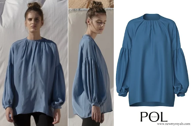 Queen Letizia wore POL STUDIO Cupro Gathered Shirt