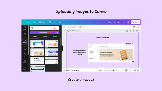 Create an ebook: Uploading images to Canva