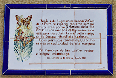 Placa homenaje a Graells, en San Lorenzo de El Escorial.