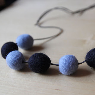 Baby blue felted necklaces