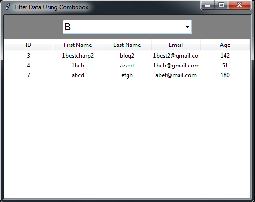 Python Tkinter Search And Filter Data In Treeview With Combobox