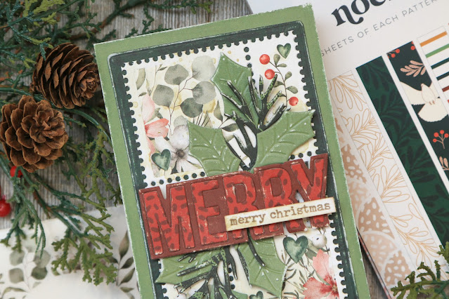 Merry Christmas Card by Juliana Michaels featuring Scrapbook.com Winter Florals Rub Ons