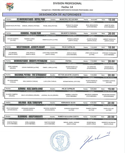 Arbitros Fecha 14