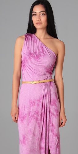 purple long length bridesmaid dress