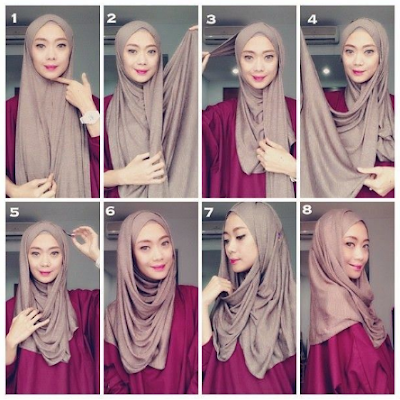 cara memakai jilbab pashmina kaos panjang