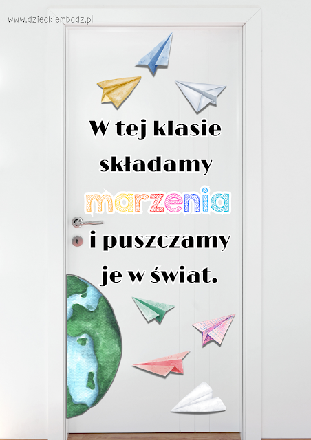 Dekoracje na drzwi wejściowe do sali i klasy – darmowe do druku. Dekoracje na drzwi klasowe.