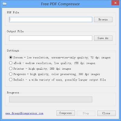 Giao diện chính của Free PDF Compressor