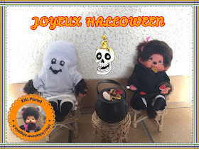 halloween monchhichi kiki bubbles Diana vintage chaudron sorcière fantôme bâton sort bonbons