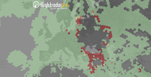 FlightRadar's GPS jamming map showing high levels of GPS interference around the Black Sea