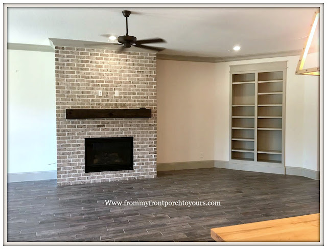 Model- Home-Tour-French-Flare-Floor to Ceiling-Fireplace-Built ins-From My Front Porch To Yours